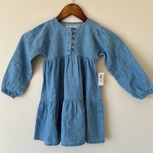 NWT Chambray Tiered Ruffle Swing Dress for Girls 4T. Back to school kinder